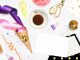 Champagne och blomsterarrangemang illustration